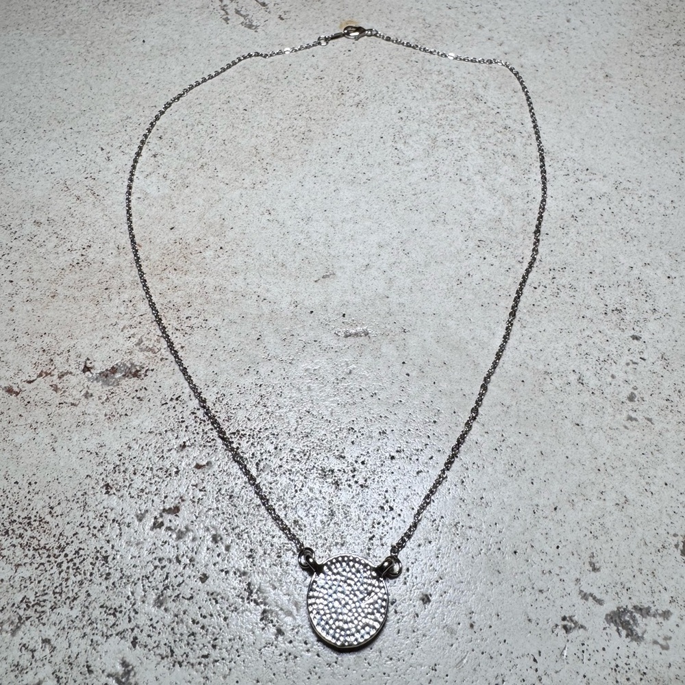 White Gold Bonded “T” Letter Necklace with Rhinestone Halo - Picture 3 of 4
